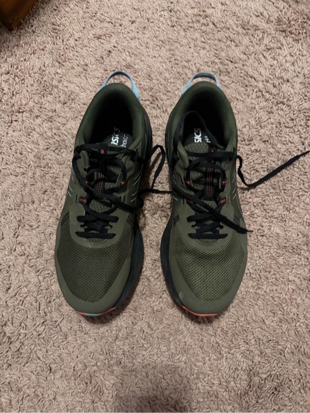 ASICS Men’s Olive Green Athletic Sneakers with Black Accents